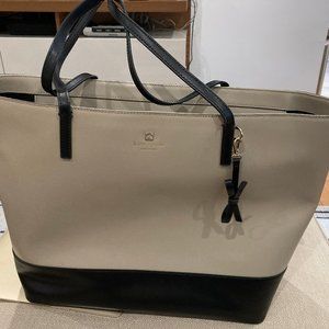 Kate Spade Tan & Black Large Leather Tote Bag - Used